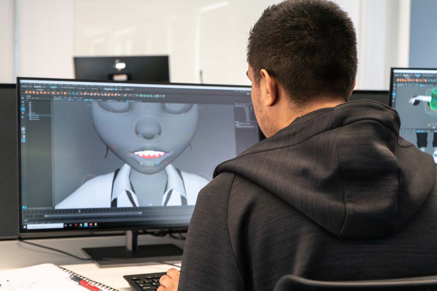 student creating a character on pc